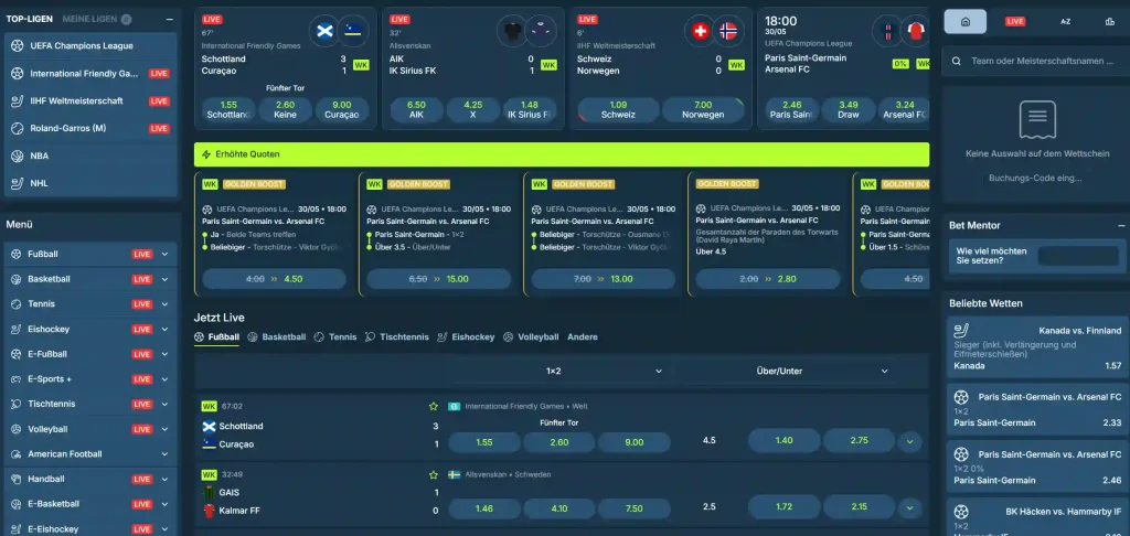 Lolo Casino Sportwetten mit Live-Quoten, Fußballwetten und Wettschein